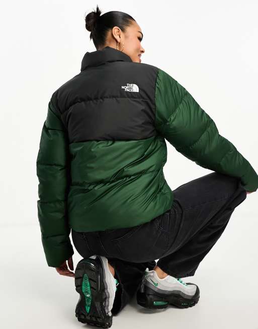 North face nuptse green on sale black