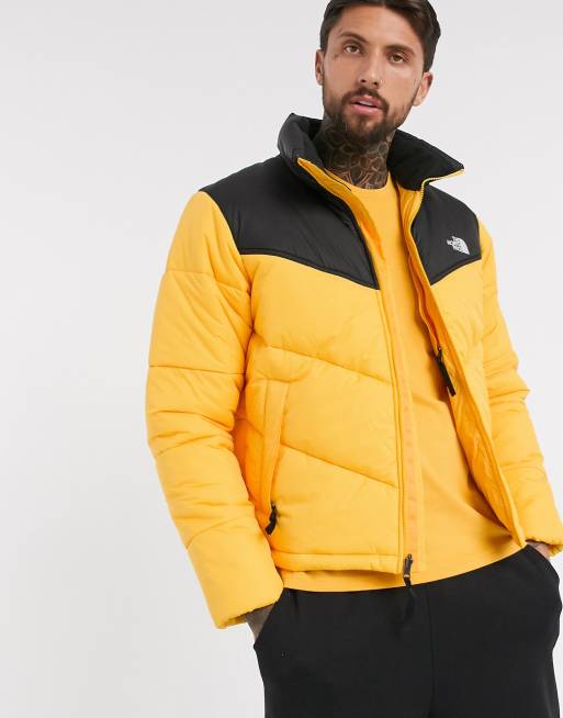 north face coat yellow and black