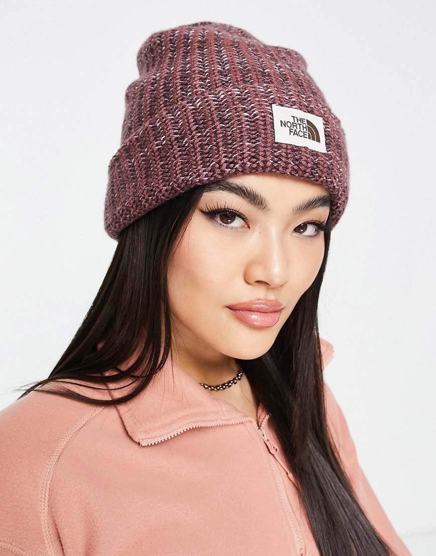 The North Face Salty Bae beanie in burgundy-Red