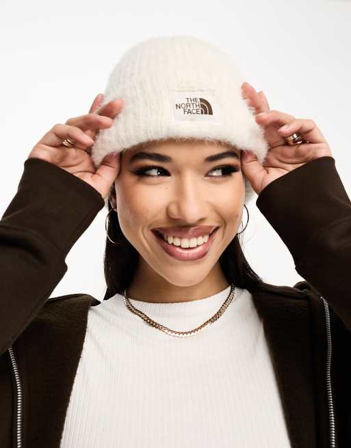 The North Face Salty Bae rib knit beanie in off white | ASOS