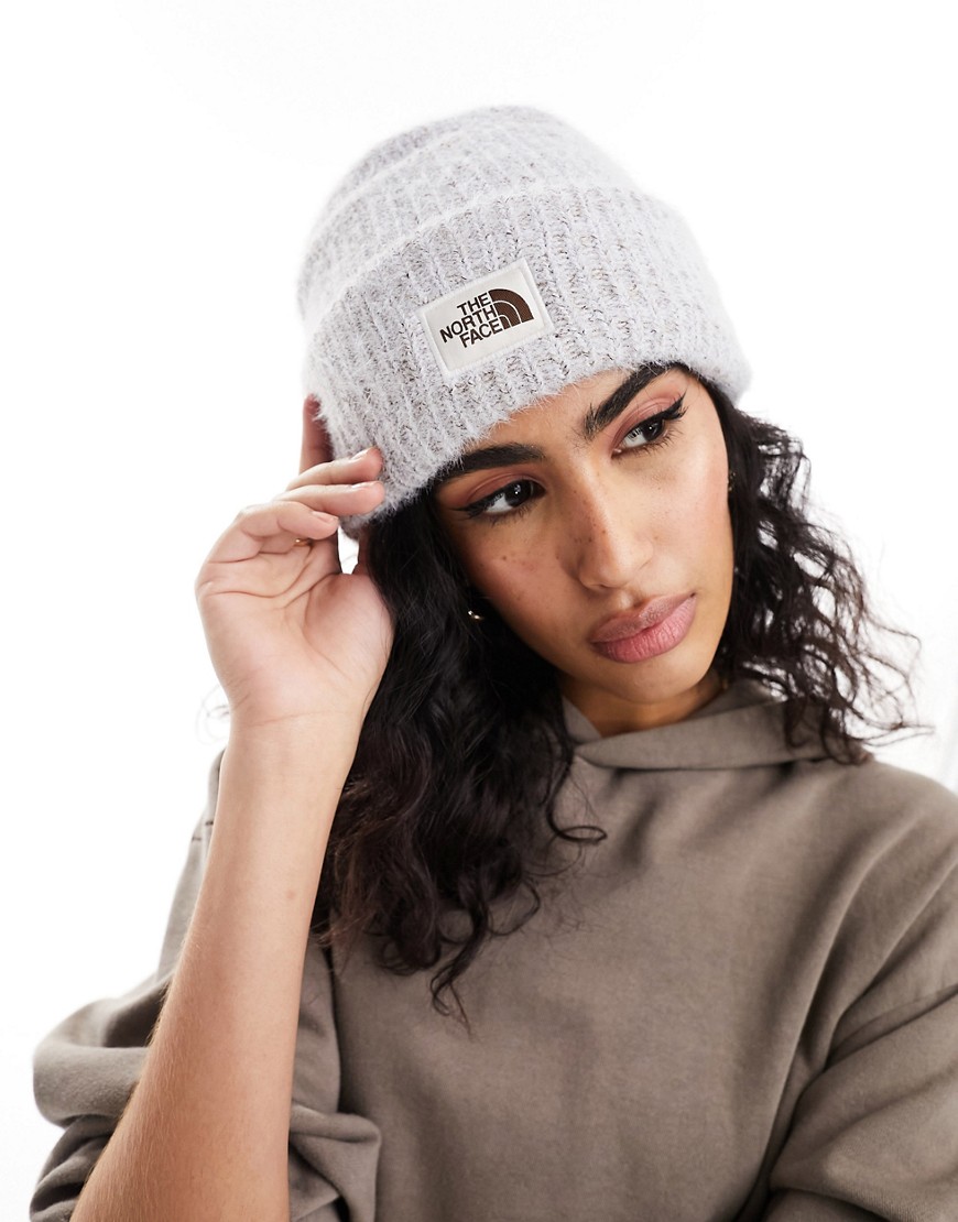 The North Face Salty Bae rib knit beanie in pale blue