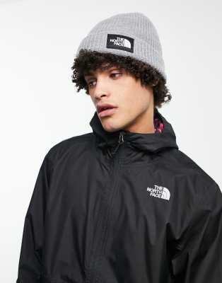The North Face Mens Tradewinds Grey Logo-embroidered Knitted Beanie In Gray