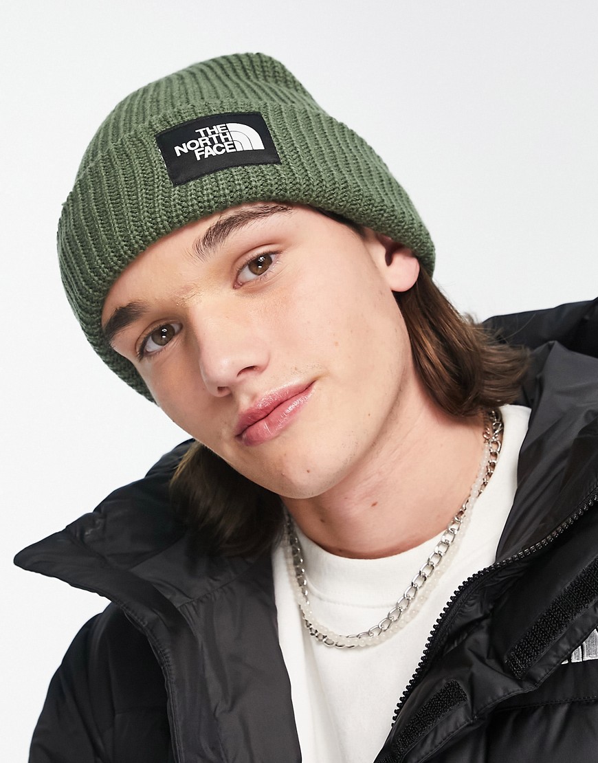 THE NORTH FACE SALTY LINED BEANIE IN KHAKI-GREEN