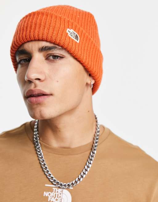 Orange north cheap face beanie