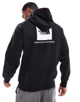 Schwarzer Kapuzenpullover aus Raglan mit Kastenlogo Schwarz S