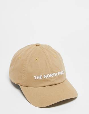 The North Face The North Face script logo baseball cap in beige-Neutral