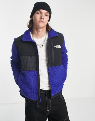 The North Face Seasonal Denali high pile fleece jacket in blue and black