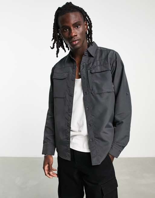 The North Face Sequoia long sleeve shirt in dark grey ASOS