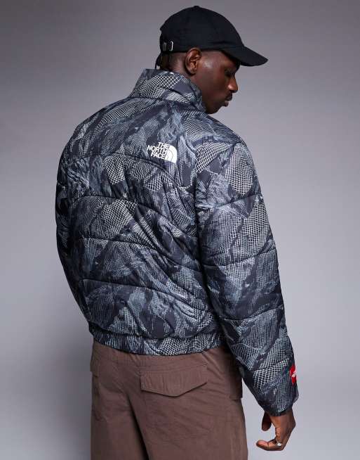The North Face - Seven Summits 2000 - Piumino grigio con stampa di montagna, 4 di 4