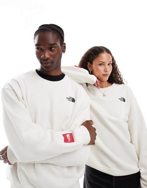 The North Face – Seven Summits Axys – Bluza oversize w kolorze złamanej bieli z logo w czerwonej ramce
