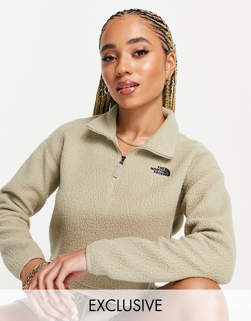 The North Face Sherpa cropped fleece in beige Exclusive at ASOS-Neutral
