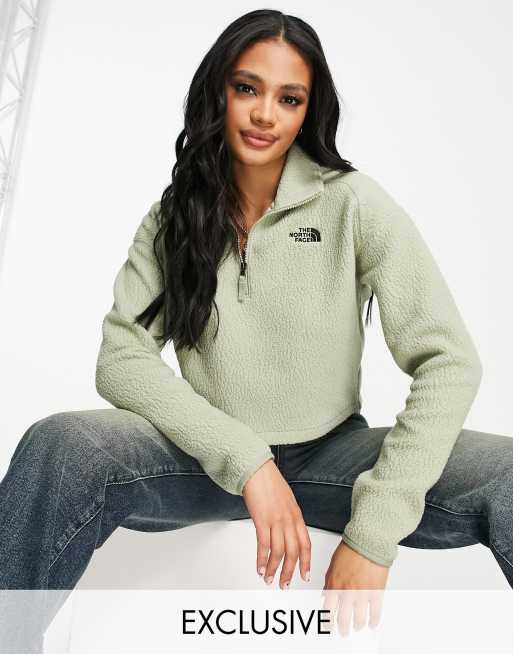 The North Face Sherpa cropped fleece in green Exclusive to ASOS