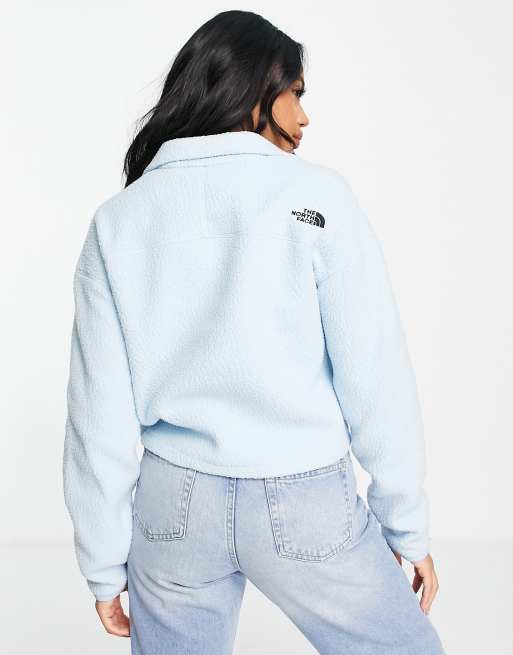 The North Face Sherpa cropped fleece in light blue Exclusive at ASOS