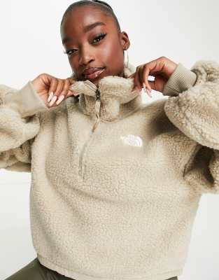 The North Face Sherpa Fleece Oberteil in Beige mit kurzem ReiBverschluss