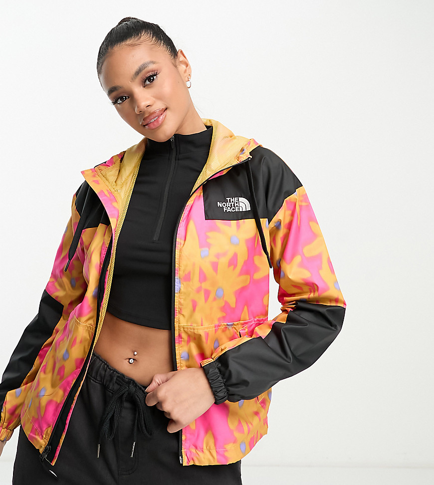 The North Face Sheru hooded shell jacket in yellow flower print Exclusive at ASOS