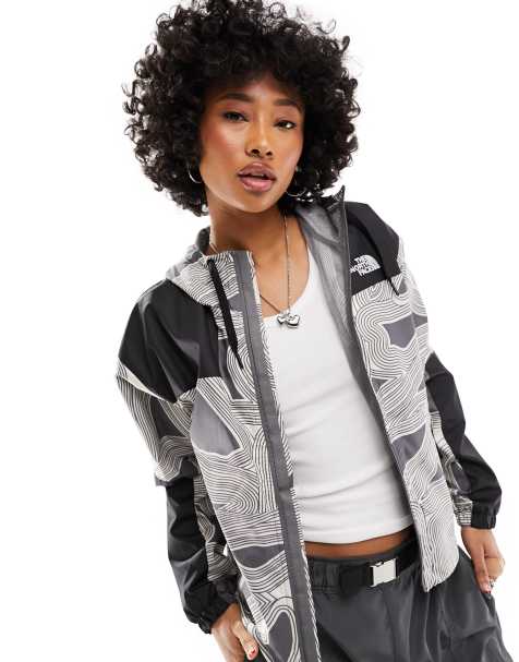 The North Face Sheru waterproof hooded jacket in grey geo print Exclusive at ASOS - view 1