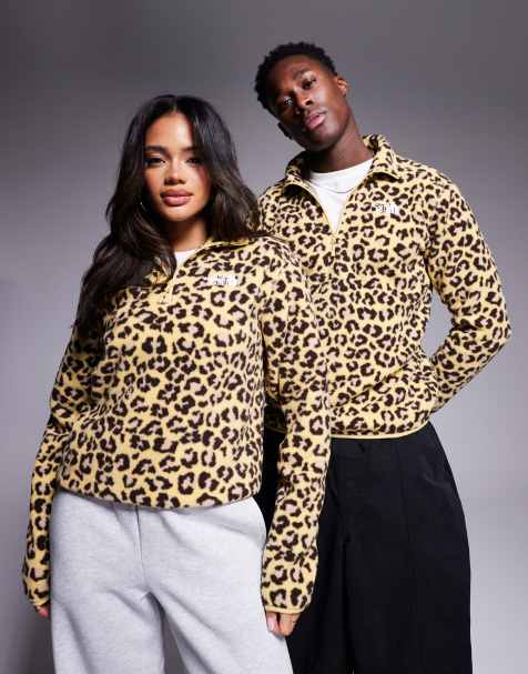 The North Face Shispare 1/4 zip logo fleece in leopard print exclusive to ASOS - view 1