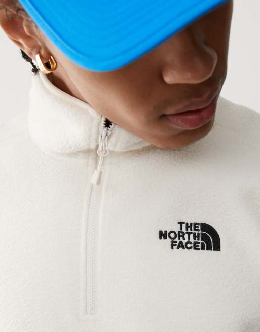 The North Face Shispare 1/4 zip logo fleece in off white exclusive to ASOS
