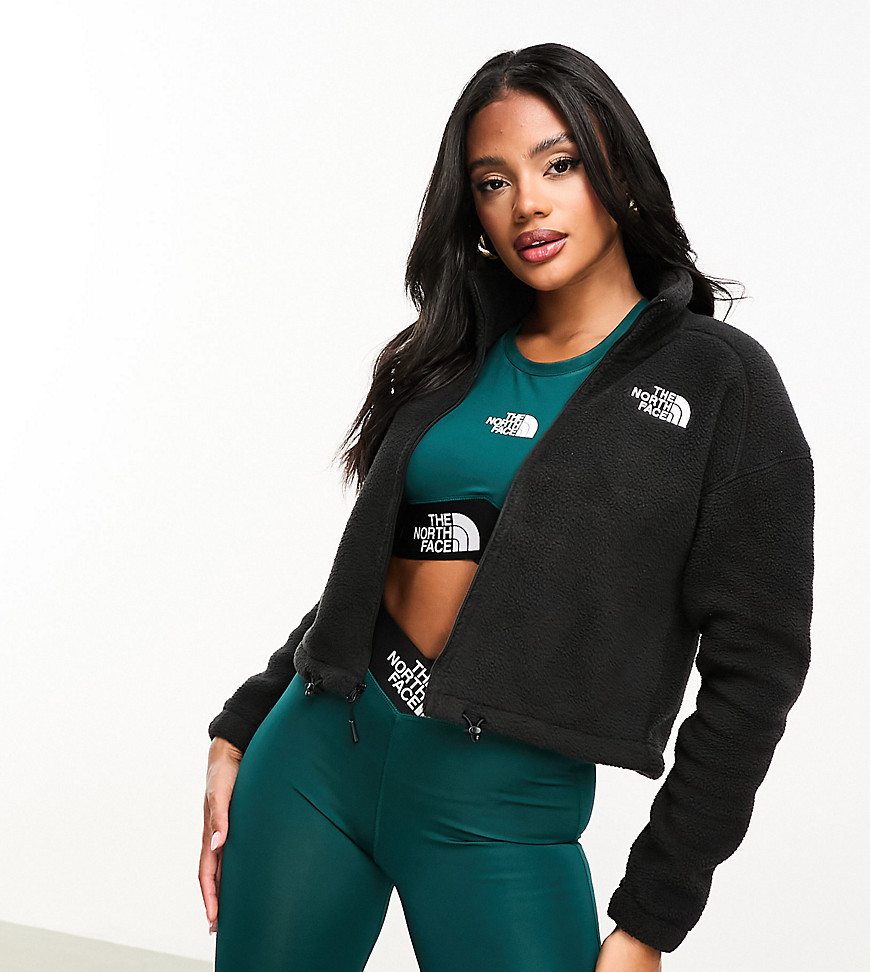The North Face Shispare cropped zip up high pile fleece in black Exclusive at ASOS