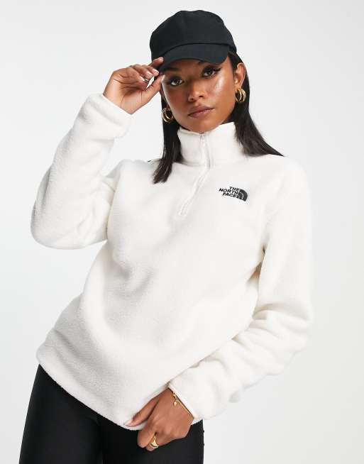 The North Face – Shispare – Krämfärgad teddyfleece med 1/4-dragkedja, endast hos ASOS