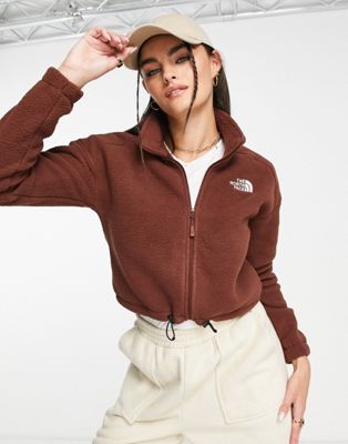 The North Face Shispare sherpa zip up fleece in brown Exclusive at ASOS