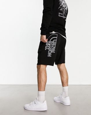 The North Face back graphic lightweight fleece shorts in black - ASOS Price Checker