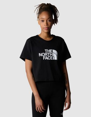 The North Face short sleeve cropped logo tee in black