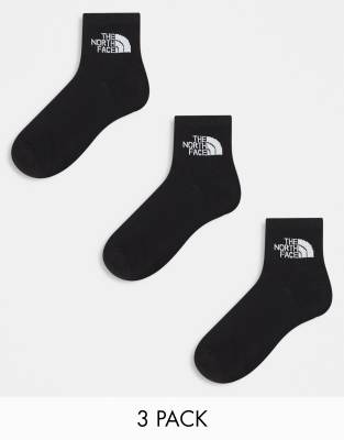 The North Face Simple Dome 3 pack logo ankle socks in black