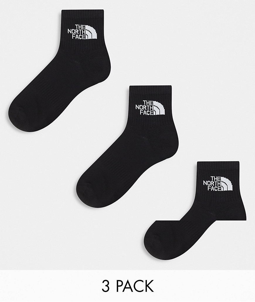 The North Face Simple Dome 3 pack logo ankle socks in black