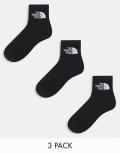 [The North Face] The North Face Simple Dome 3 pack logo ankle socks in black 38-40 BLACK