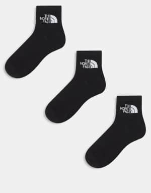 The North Face Simple Dome 3 pack logo ankle socks in black