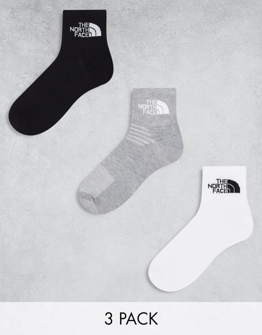 The North Face Simple Dome 3 pack logo ankle socks in white grey and ...