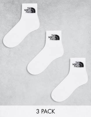 The North Face The North Face Simple Dome 3 pack logo ankle socks in white