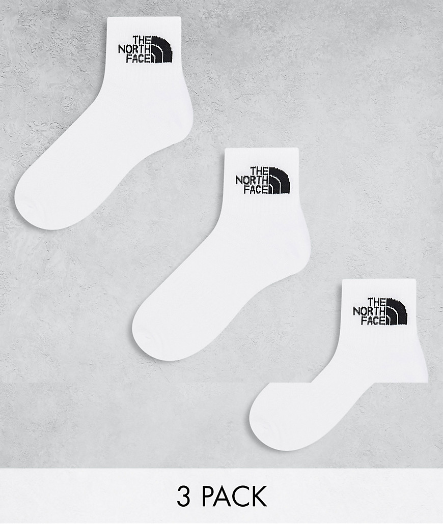 The North Face Simple Dome 3 pack logo ankle socks in white