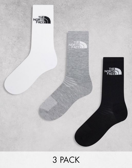 The North Face Simple Dome 3 pack logo socks in white grey and black | ASOS
