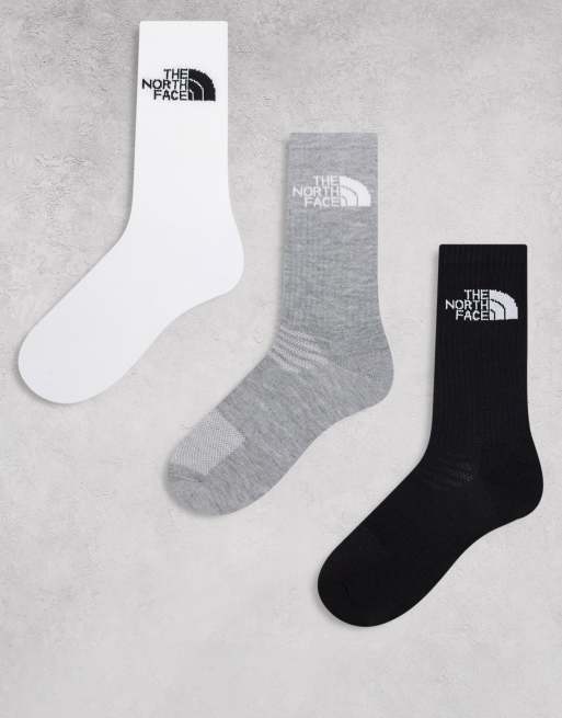  The North Face Simple Dome 3 pack logo socks in white grey and black