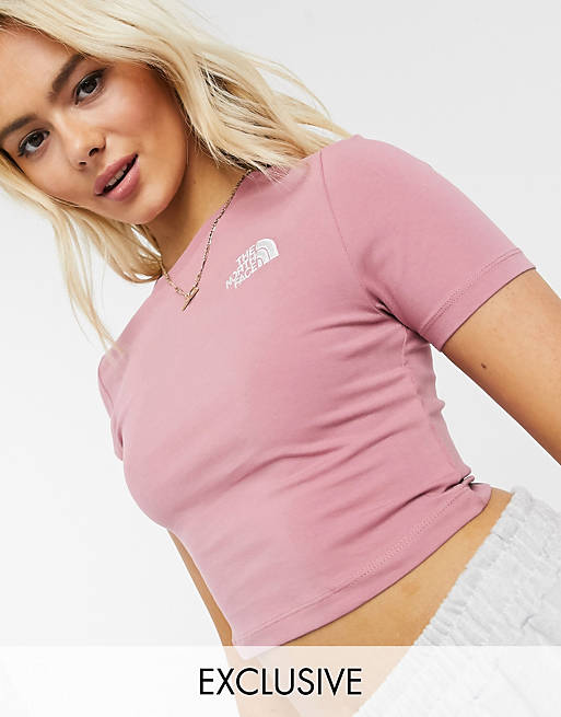 The North Face Simple Dome cropped t-shirt in pink , Exclusive at ASOS