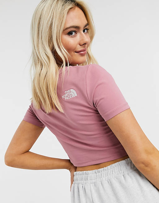 The North Face Simple Dome cropped t-shirt in pink , Exclusive at ASOS