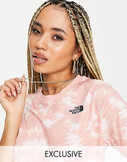 The North Face Simple Dome cropped t-shirt in pink tie dye Exclusive at ASOS