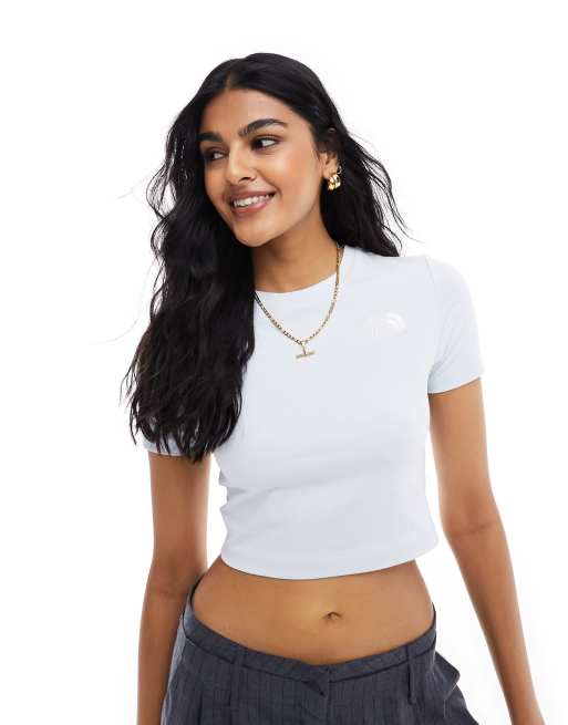 The North Face – Simple Dome – Kurzes, knapp geschnittenes T-Shirt in Hellblau mit Logo