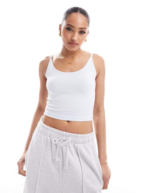 The North Face Simple Dome logo cropped tank top in light blue