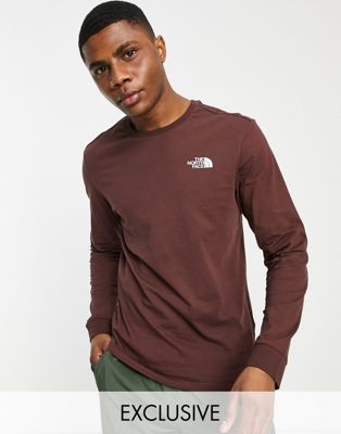 The North Face Simple Dome long sleeve t-shirt in burgundy Exclusive at ASOS