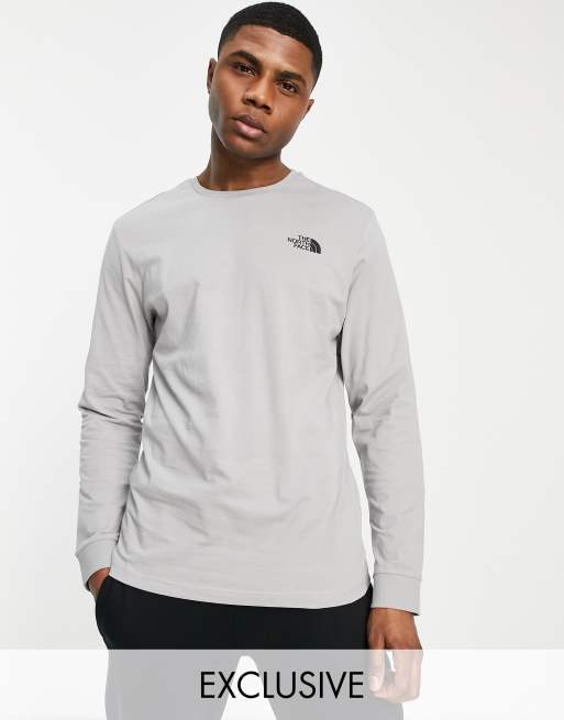 North face long sleeve t shirt grey sale