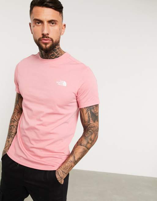 Mens pink north face t sales shirt