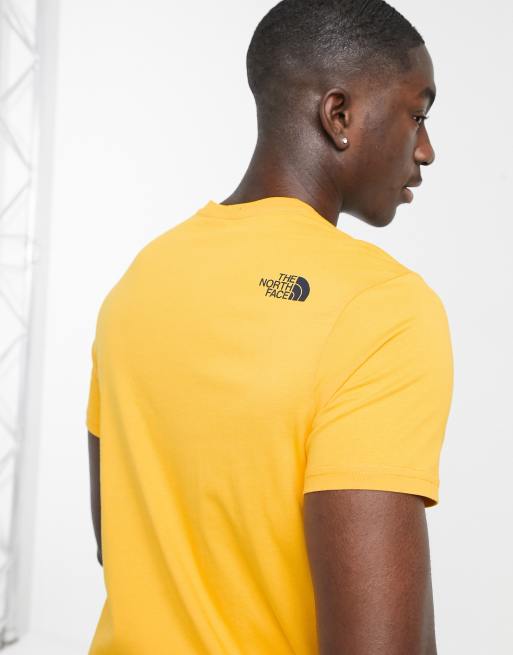 Mens yellow north on sale face t shirt