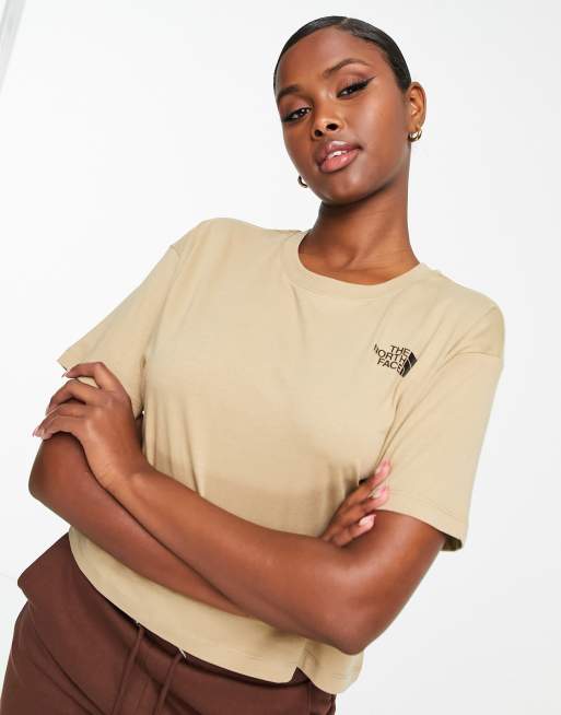 The North Face Sketch Box back print cropped T shirt in beige