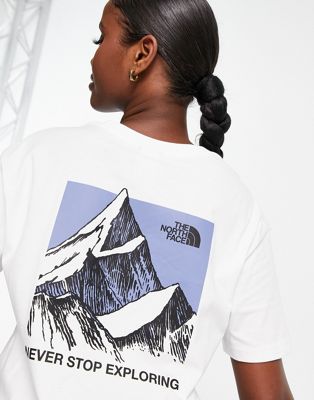 The North Face Sketch Box back print cropped t-shirt in cream Exclusive at ASOS