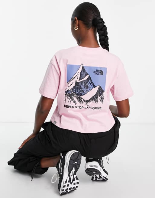 The North Face Sketch Box back print cropped t-shirt in pink Exclusive at ASOS