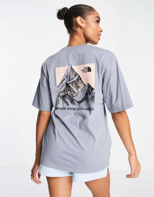 The North Face Sketch mountain box back print t-shirt in grey Exclusive at ASOS