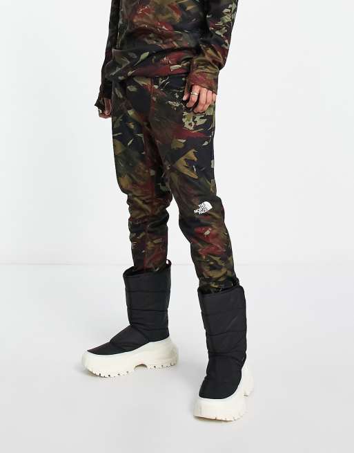The North Face - Ski Dragline - Leggings baselayer isolanti con stampa di montagne bordeaux